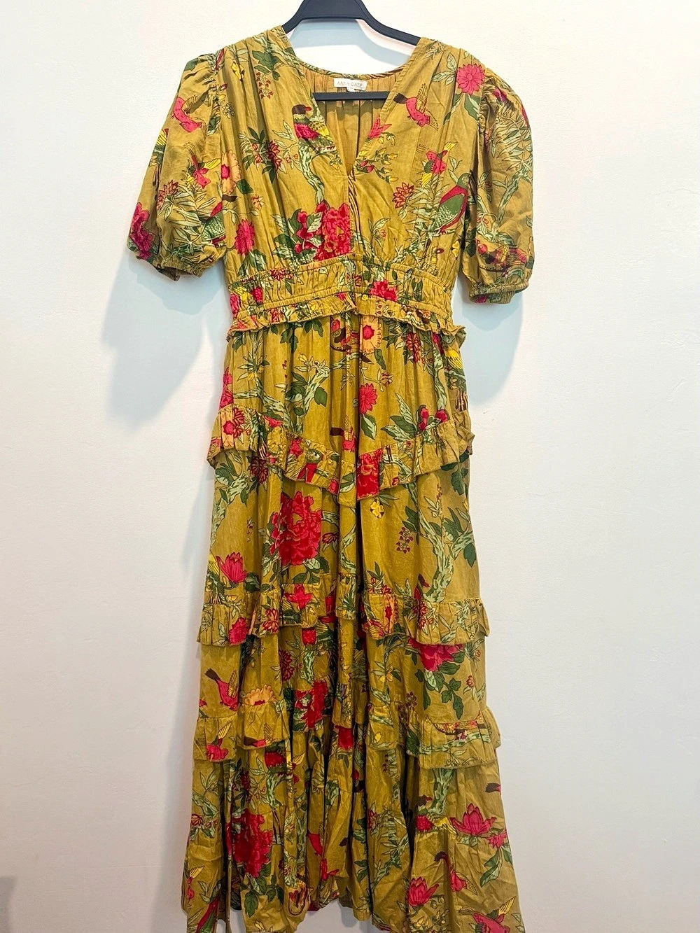 Anna Cate Floral Maxi Dress Yellow & Pink Extra Small